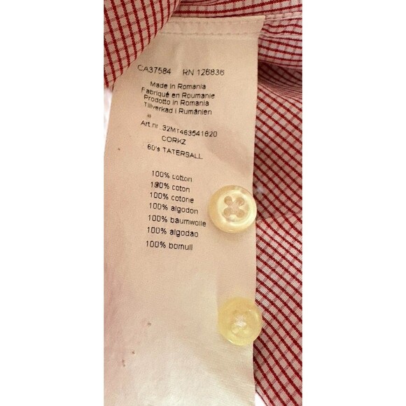 J. Lindeberg Long Sleeve Button Down Shirt Men's Size 16 Red and White Checks - Picture 3 of 10